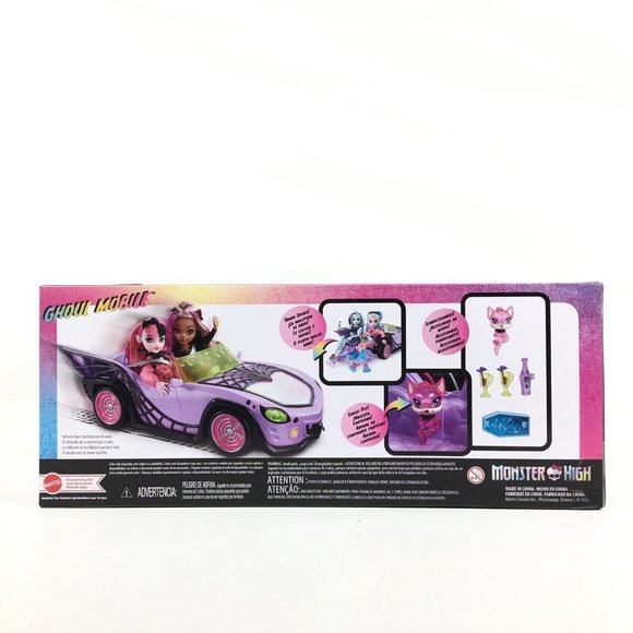 Monster High Toy Car Ghoul Mobile With Pet & Accessories Purple Convertible - Picture 3 of 16